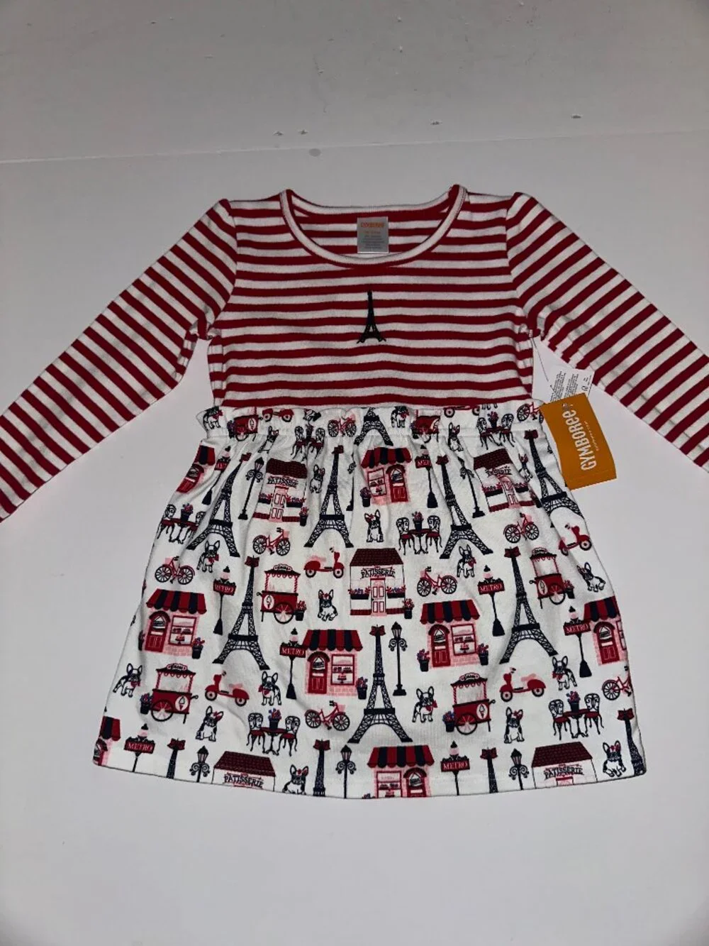 Gymboree EIFFEL TOWER Paris Frenchie Bicycle NWT Girl Size 18-24 months Dress